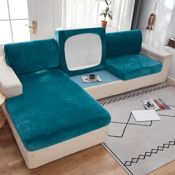 Blue Velvet sofabetræk til stuen Elastisk Protector Vaskbart Stretch, Non-Slip Møbler Protector Lænestol Sofa Cover Sæt