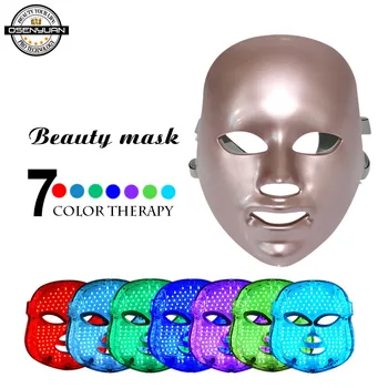 Hotteste LED 7 Farver Lys Microcurrent Facial Mask Maskine Foton Terapi Hud Foryngelse Facial Neck Mask Kridtning Massageapparat