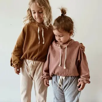2STK Kids Baby Buksetrold Piger Corduroy Shirt Tops+Bukser, Leggings Sæt Tøj