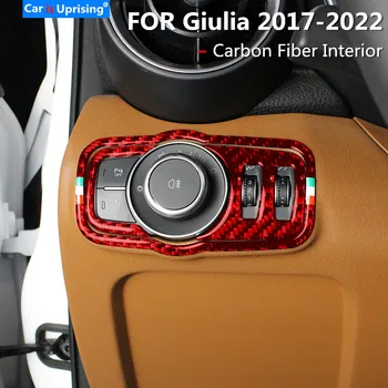 For Alfa Romeo Giulia 2017-2019 Carbon Fiber Bil Forlygte Skifte Trim Sæt Mærkat Skifte Frame Indretning Klistermærker Til Bilen