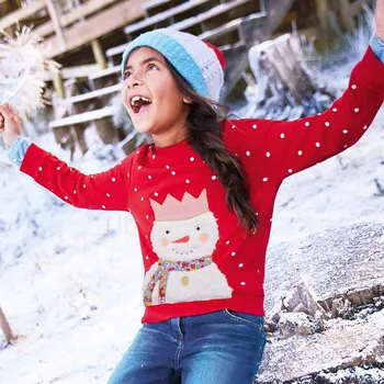 Baby Jul Sweatshirts red polka dot med applikeret snemand søde børn t-shirts julegave t-shirts til piger bluse