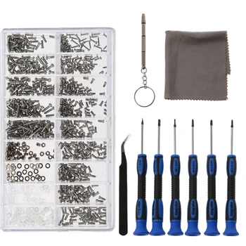 Brille Repair Tool Kit Briller Precision Skruetrækker Sæt med Monokel Skruer Kit og Buede Tweezer i Diverse Størrelse
