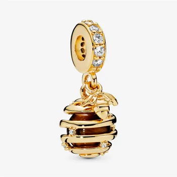 Ægte 925 Sterling Silver Shine Honeycomb Charme Passer Oprindelige 3mm Armbånd&Halskæde Gøre DIY Fashion Smykker Til Kvinder