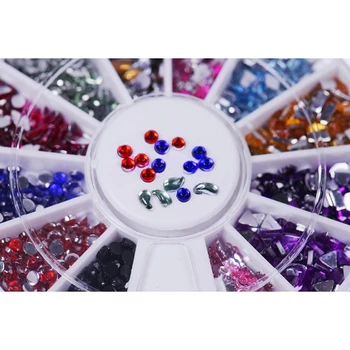 Nail Art Kit / Sæt tilbehør til manicure /pedicure til negle-dekoration : 5 karruseller nail art rhinsten i forskellige farver