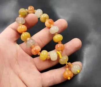 2020 natursten Xinjiang tre-farve gylden silke jade græskar perler armbånd Kvinder Bracel