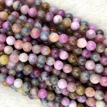 Ægte Naturlig Lilla Blå pink gul flerfarvet Ruby, Sapphire сапфир Rubis saphir sten Rundt Løse Perler 6-12mm 06418