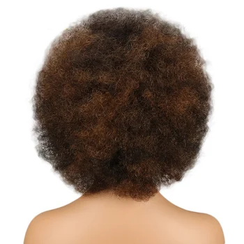 Trueme Afro Curly Menneskehår Parykker Brun Rød Blonde Brasilianske Kort Hår Parykker For Sorte Kvinder Afro Curly Kort Fulde Parykker