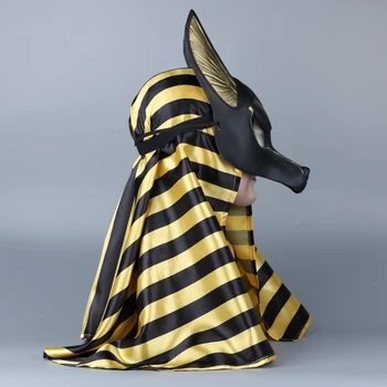 Egyptiske Anubis Cosplay ansigtsmaske PVC Canis spp Ulv Hoved Jackal Dyrenes Maskerade Rekvisitter Fest Halloween Fancy Kjole Bold