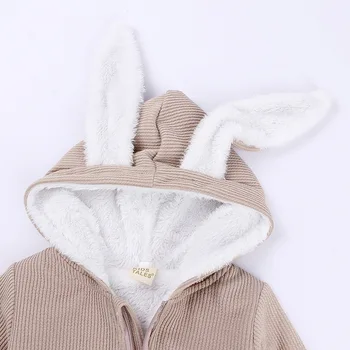 Børnetøj Forår og Efterår 2020 Ny kanin øre lynlås stripe baby one-piece Sparkedragt med dejlig varm lang creeper
