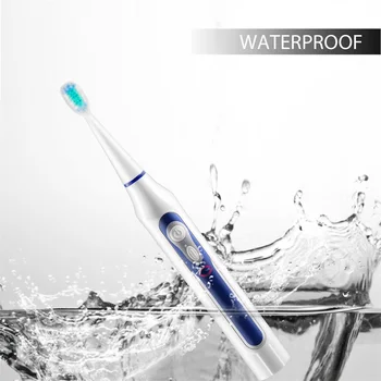Akku-Genopladelig Vandtæt Elektrisk Tandbørste Ultralyd Automatisk Vaskbar Kridtning tandbørste med UV-Sanitizer