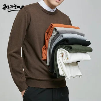 Efterår og Vinter Mænd Sweater Nye Stil Solid Farve Besætning Hals koreansk Tøj Slim Fit Pullover Jersey Strik stor størrelse L-5xl