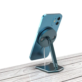 Magnetisk Trådløse Oplader Folde Roterende Beslag Stå telefonholder Støtte Mount til iPhone 12 Smartphone Oplader