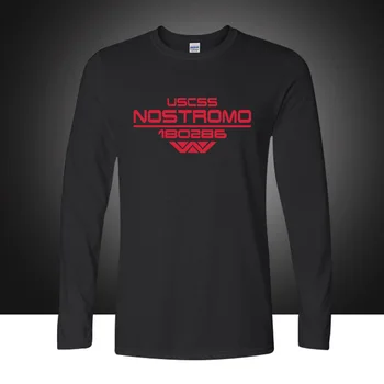Efteråret USCSS Nostromo Print T-Shirt i Bomuld Fremmede Weyland Yutani T-shirt Herre langærmet t-Shirts Toppe Plus Størrelse