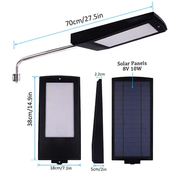 Solar Gade Lys Udendørs LED Sol Lampe 15W Vandtæt Sikkerhed Radar Motion Sensor 2100lm Have Belysning Super Lyse