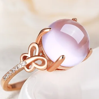 OMHXZJ Engros Europæiske Mode Kvinde Mand Bryllup Part Gave Ovale Pink Opal AAA Zircon 18KT hvidguld Rose Guld Ring RR499