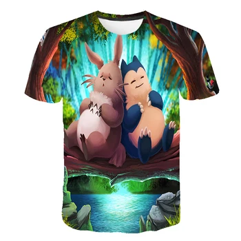 Totoro Design 3D-T-shirt til Teen Piger Ullzang Søde Sjove Tegneserie Animationsfilm børn tøj Ghibli Kawaii sommer skjorte toppe s-1401
