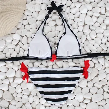 2pc Bikini Sæt, Strand Slid Stribet Print Sexet Bikini Kvinder Badedragt To-delt badedragt Kvinder Brasilianske Badetøj Kvindelige