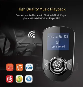 Bluetooth håndfri Stereo FM Modulator Bil MP3-Afspiller, USB-Hurtig Opladning Bilens Cigarettænder Bluetooth-5.0 Drop Shipping