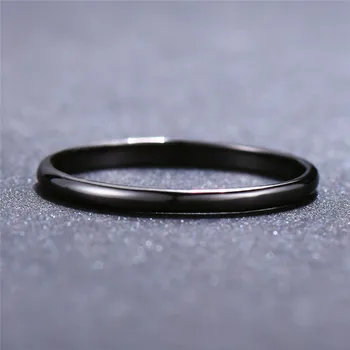 Vintage Simple Kvindelige Sort Farve Ring, Ægte 925 Sterling Sølv Rund Ring Boho Løfte Små Forlovelsesringe For Kvinder