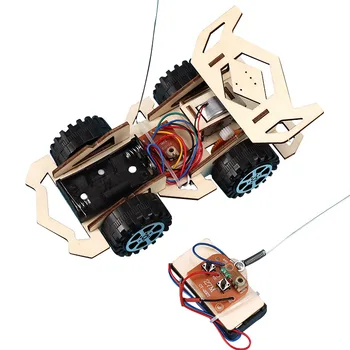 DIY RC Bil Legetøj, som Børn Pædagogiske Træ Model Samle Fjernbetjening Legetøj Sæt El-Studerende, videnskabelig Læring Legetøj