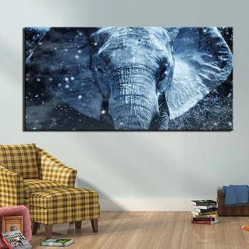 Lærred Maleri Væg Kunst, Indretning 1 Stykker Dyr, Elefant Billeder, Modulære Stue HD Print Plakat Ramme