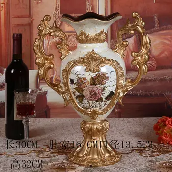 Europæiske retro hjem pynt, dekoration i stuen keramik dekoration harpiks vase blomst arrangement luksus blomst smykker