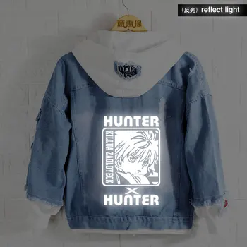 Forår og efterår Hunter X Hunter hoodie Animationsfilm Hunter Isaac Netero Pels reflektere lys, Mænd, Kvinder Mode, Denim Jakke