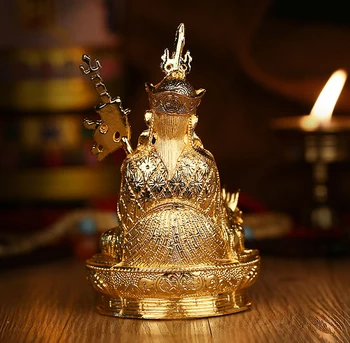 15CM høje # Greco-Buddhistisk HJEM, KONTOR Talisman effektiv Beskyttelse af familien # Nepal, Tibet, Indien Padmasambhava Buddha statue