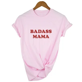 Badass Mama Brev Print Kvinder Sjove Hvid T-shirt Kort Ærme Grunge Streetwear Sommer Toppe Tumblr Harajuku Tøj Camisetas