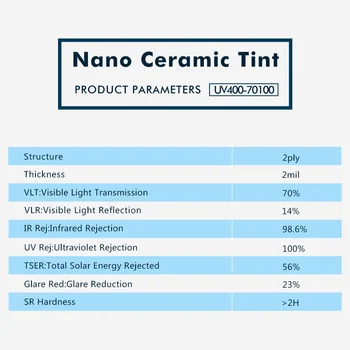 70%VLT UV-Grøn Bil, Nano Keramisk solsejl Window Tint Film Glas Bil Forrude Parasol Pravicy Nuance Vinyl