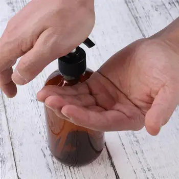 2STK 500ml shampooflasker Uigennemsigtig Alsidig Pumpe Flaske Dryp-fri Lotion Container Hånd Sæbe Dispenser (Lys Brun)