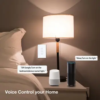 Amerikansk Standard Wall Light Controller 1/2/3 Gang 1 Måde Touch Skifte WiFi Remote Control-tasten For Alexa, Google Hjem Intelligent Liv APP
