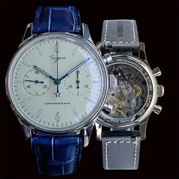 Officielle sugess oprindelige se seagull mekanisk movment ST1901 vintage mænd ser pilot chronograph armbåndsur militær-serien