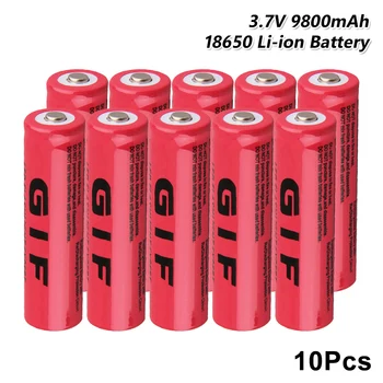 3,7 V 9800mAh 18650 Batteri GIF 18650 Li-ion Lithium 18650 Genopladelige Celler Cirkler For LED lommelygte