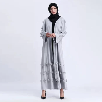 Eid Kvinder I Abaya Kimono Cardigan Dubai Hijab Muslimske Kjole Jilbab Tyrkisk Islamisk Tøj Kaftan Kaftan Robe Islam Abayas Kleding