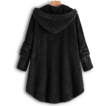 2019 Vinter Frakke Kvinder Mode Kvinder Knappen Pels Fluffy Hale Top Hooded Pullover, Løs Bluse Kvindelige Tykke Trøjer Sweater
