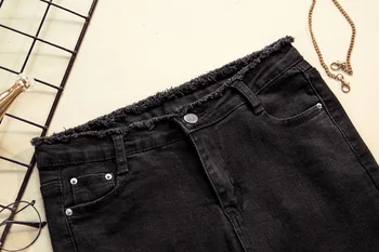 Kvast Høj-Taljen Skinny Jeans Kvinde Smarte 2020 Koreansk Mode Denim Blyant Bukser Kvinde Grå Sort Solid Plus Size Damer Jean