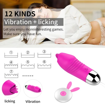 12 Hastigheder Fjernbetjening vaginal kugle G-Spot Vibrator æg Stærk Vibration tungen slikke kvindelige masturbator Sex Legetøj til Kvinder