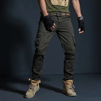Fashion Streetwear Mænd Jeans Multi Lommer Afslappet Cargo Bukser Udendørs Camouflage Militære Varme Elastisk Slim Hip Hop Bukser Til Mænd
