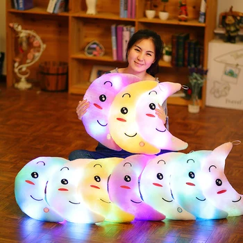 Kreative Lysende Blød Pude Fyldt Blød Glødende Farverige Stjerner puder Led Light cushion Gave Til Børn Børn Piger