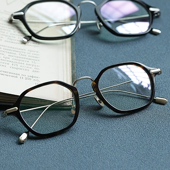2020 retro briller ramme mænd titanium polygon optiske briller computer læsning recept kvinde gennemsigtige briller
