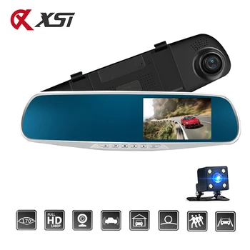XST Bil Dvr Spejl Dobbelt Linse bakkamera Auto Full HD 1080P Dash Kamera For Bil Registrering 4,3 Tommer Dash Cam med Night Vision