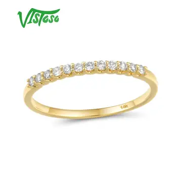 VISTOSO Guld Ring For Kvinder Ægte 14K 585 Guld Ring Sparkling Diamond Lover forlovelsesringe Jubilæum Fine Smykker