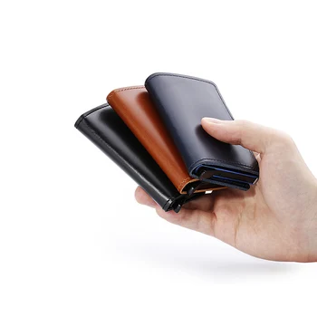 Maideduod RFID Blokerer Ægte Læder kreditkortholderen Aluminium Metal Business-ID-Kortholder Slank-Kort Sag Mini Walle
