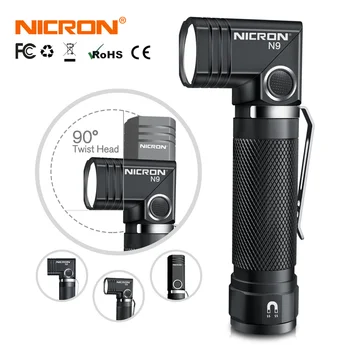 NICRON N9 Taktisk LED Lommelygte 90 Graders Drejning 1000LM Høj Lumen Vandtæt IP65 Magnet Mini Torch Lys Udendørs