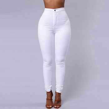 CamKemsey Høj Talje Hvide Jeans Kvinde Sommer Stil Afslappet Strække Skinny Jeans Kvinder Bodycon Denim Bukser, Capris