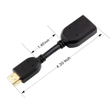 HDMI Mandlige og Kvindelige Kabel Extender Adapter 360 Graders Justerbar Forgyldt Understøtter 4K & 3D (2 STK.)