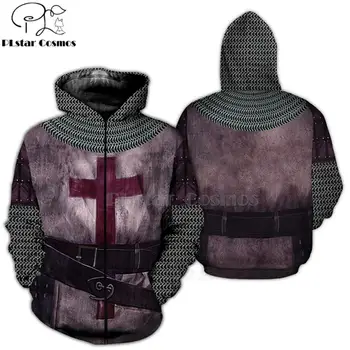 PLstar Kosmos Trykt Knights Templar 3d-hoodies/Sweatshirt Vinter efteråret sjove Harajuku Lange ærmer rustning cosplay streetwear-58