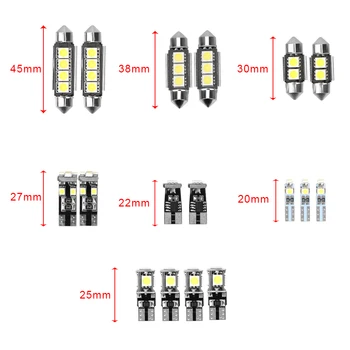 LEEPEE 17Pcs/sæt Hvid T10 Led Canbus Lys Kits Nummerplade Lys fejlfri Bil Pærer Indvendige Bil Signal Lampe