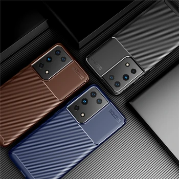 KEYSION Phone Case for Samsung S21 Ultra S21 + Plus-Carbon-Fiber Struktur, Blød Silikone Stødsikkert back Cover Til Galaxy S21 Plus